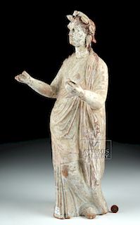 Large Greek Canosan Pottery Standing Goddess