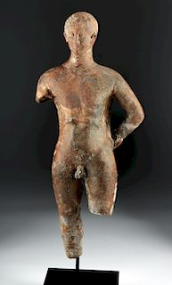 Large Greek Hellenistic Terracotta Statue of an Athlete