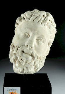 Roman Marble Head of Satyr - ex-Bonhams
