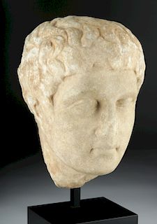 Handsome Roman Marble Head Of A Youth