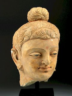 Sensitive Life-size Gandharan Terracotta Head of Buddha