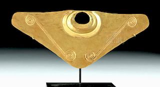 Large Quimbaya Triangular Gold Nose Ornament