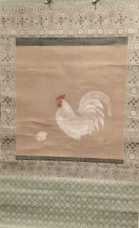 Japanese Scroll, Chicken and Hen, by  Kano Tsunenobu (1636-1713)