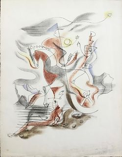 Lithograph in Color, Andre Masson, Dix Reproduction 1933