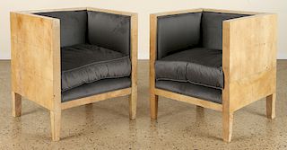 PAIR PARCHMENT CHAIRS MANNER OF JEAN-MICHEL FRANK