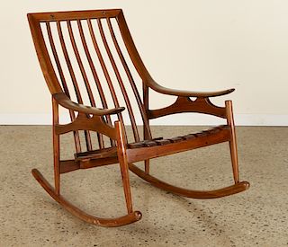 MID CENTURY MODERN ROCKING CHAIR SLOPED ARMS