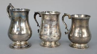 Three various N. Harding Boston mugs with handles, two are monogrammed, one marked: Peter Renton M.D. Boston 1853. heights 5 1/4 in....