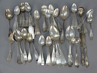 Lot of N. Harding Boston coin silver spoons. 
42.7 total troy ounces