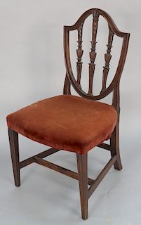 Mahogany shield back side chair, probably English. 
height 37 1/4 in. 
Provenance: A deaccession by the Yale University Art Gallery ...