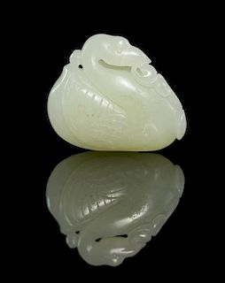 A Jade Duck Width 1 3/4 inches.