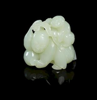 A Carved Jade Toggle Height 2 inches.