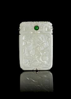 A Celadon Jade Plaque Height 1 7/8 inches.