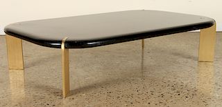 FRENCH LACQUERED WOOD BRONZE COFFEE TABLE C.1945