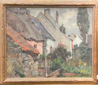 William Lester Stevens (1888-1969), oil on canvas, House, Stormy Sky, signed lower right: W. Lester Stevens, 25 1/2" x 30 1/2"