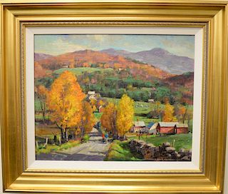 Donald Allen Mosher (1945-2014), oil on canvas, Country Fall Farm Landscape, signed lower right: Donald Allen Mosher, label on verso...