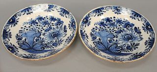 Pair of Delft tin glazed deep chargers, each with label: Koopman & Co., 18 Beacon St., Boston 324 5th Ave, N.Y. 
height 2 1/4 in., d...