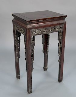 Chinese hardwood stand with pierce carving.  height 23 1/4 in., top: 15 1/4" x 18 3/4"  Provenance: Estate of Eileen Slocum loca...