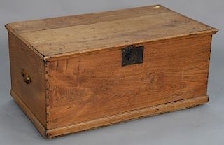 Oak lift top blanket chest, 19th century. 
height 16 in., top: 19 1/2" x 35"