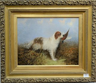 William W. Warren (1832-1912), oil on canvas, Springer Spaniel with Pheasant, signed lower right: W. Warren, relined, 15" x 20"
