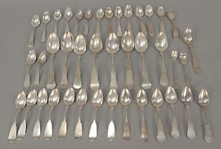 Lot of N. Harding Boston coin silver spoons. 
28.3 total troy ounces
