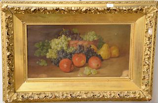 John Spencer (1861-1919), oil on canvas, still life of fruit, signed lower left: J.C. Spencer 1899, 14" x 26"
