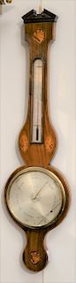 Mahogany wheel barometer, G. Selva Hull. 
height 38 in.