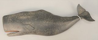 Clark Voorhees carved painted sperm whale, stamped on back: CV Voorhees. length 17 in.
