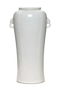 * A White Glazed Porcelain Vase Height 10 inches.