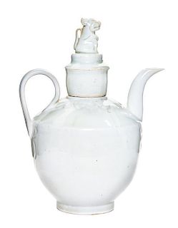 A White Glaze Porcelain Ewer Height 8 1/4 inches.