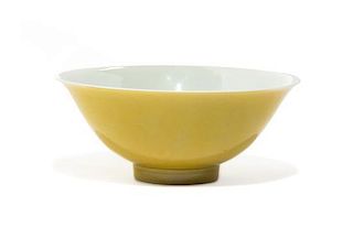 A Yellow Glazed Porcelain Bowl Diameter 5 1/2 inches.