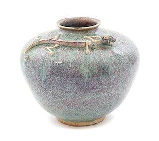 * A Robin's Egg Glaze Pottery Jar Height 7 inches.