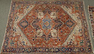 Heriz Oriental carpet (some wear). 
7'10" x 10'