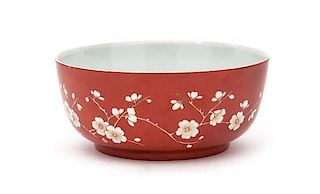 A Red Glaze Porcelain Bowl Diameter 6 inches.