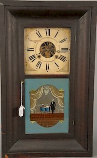 William S. Johnson ogee clock having reverse painted George Washington panel. 
height 26 in., width 15 1/2 in.