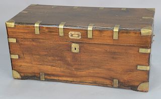 Camphorwood lift top chest with brass bindings. 
height 17 in., top: 17 1/2" x 37"