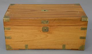 Camphorwood brass bound lift top chest. height 15 1/2 in., top: 17" x 34 1/4"