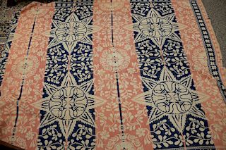 Red, white, and blue coverlet, 19th century.  5' 11" x 6' 11"