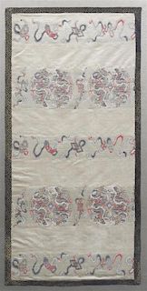 A Chinese Robe Panel, Height 33 x width 16 inches.