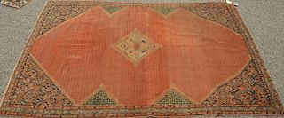 Oriental throw rug with open field, late 19th century (some wear, one small patch). 
4'3" x 6'4"