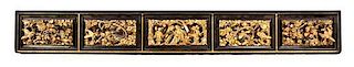 A Partial Gilt Carved Wood Architectural Element Width 65 inches.