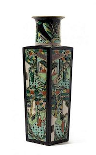 A Famille Verte Porcelain Vase Height 23 inches.