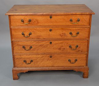 Chippendale four drawer chest on bracket feet. 
height 33 3/4 in., case width 36 1/4 in.
