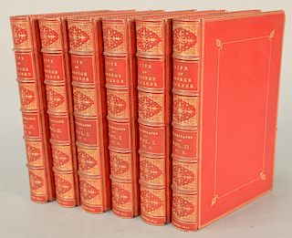 Six Volumes, The Life, Letters, and Journals of George Ticknor, Boston: Osgood, 1877, red leather bound. 
Provenance: Estate of Eile...