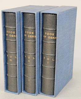 Three volumes, Book of Gems, edited by Hall, London, 1836, dark blue leather binding, by Bayntun Bath, each with images, a full-leng...