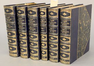 Six volumes by A. Racinet, Le Costume Historique, Paris, 1888, in navy leather, gilt tooled cover. 
Provenance: Estate of Eileen Slo...