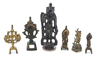 A Collection of Six Bronze Items Height of tallest 5 inches.