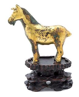A Gilt Bronze Figure of a Horse Height 2 1/2 inches.