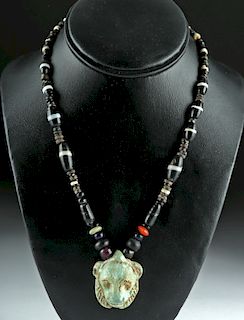 Egyptian Faience Sekhmet Pendant Necklace, ex Sotheby's