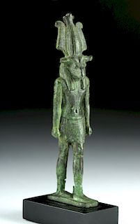 Egyptian Late Dynastic Bronze Striding Figure - Khnum
