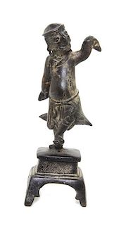 * A Bronze Figure of Liu Hai Height of figure 7 inches.
